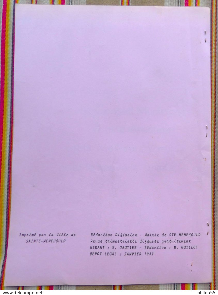 51 SAINTE MENEHOULD Bulletin Municipal N° 7 1982 Couverture Roland De IROLLA 1966 - Champagne - Ardenne