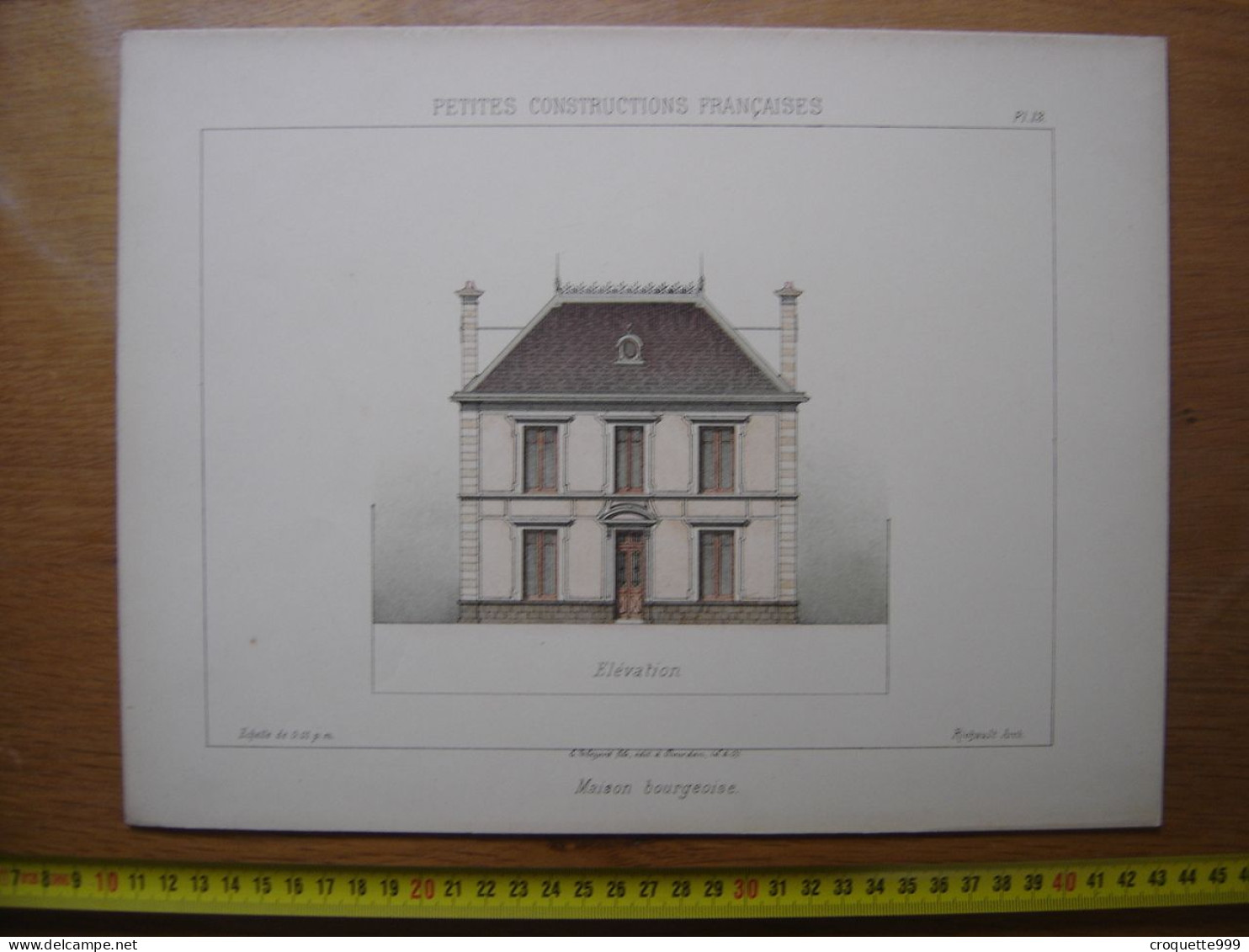 XXe Planche PETITES CONSTRUCTIONS FRANCAISES Maison Bourgeoise Thezard - Architettura