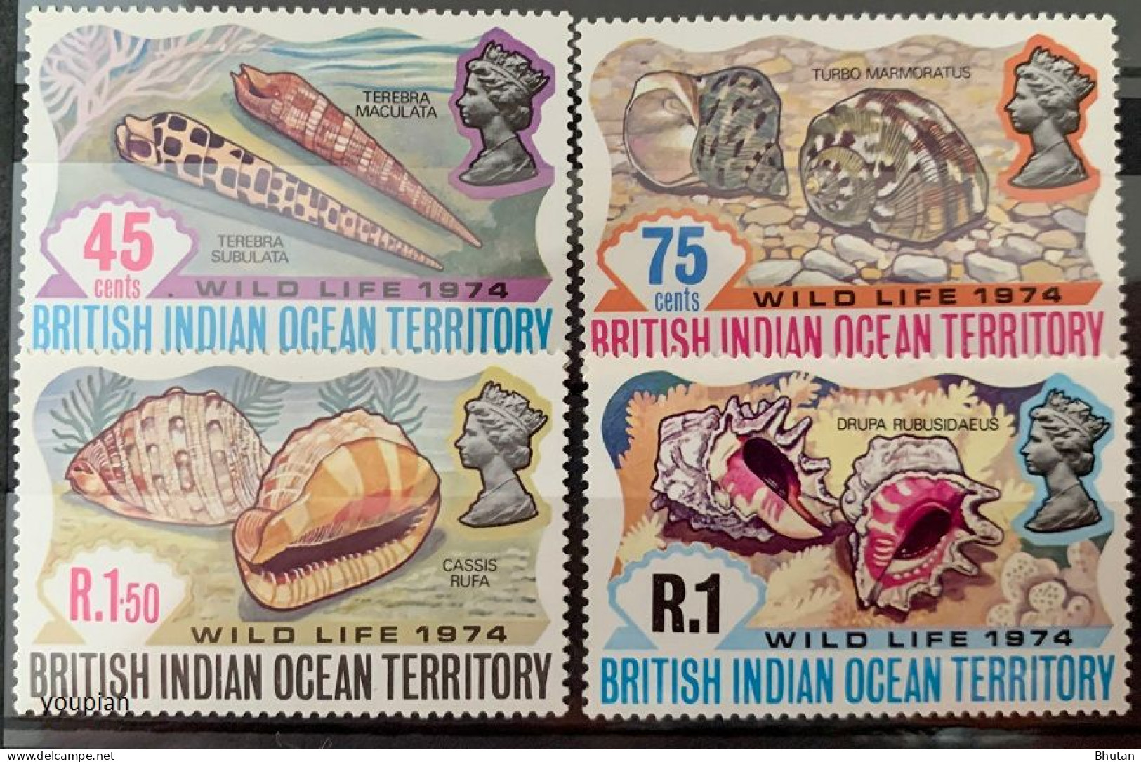 British Indian Ocean Territories 1974, Conch Houses, MNH Stamps Set - Territoire Britannique De L'Océan Indien