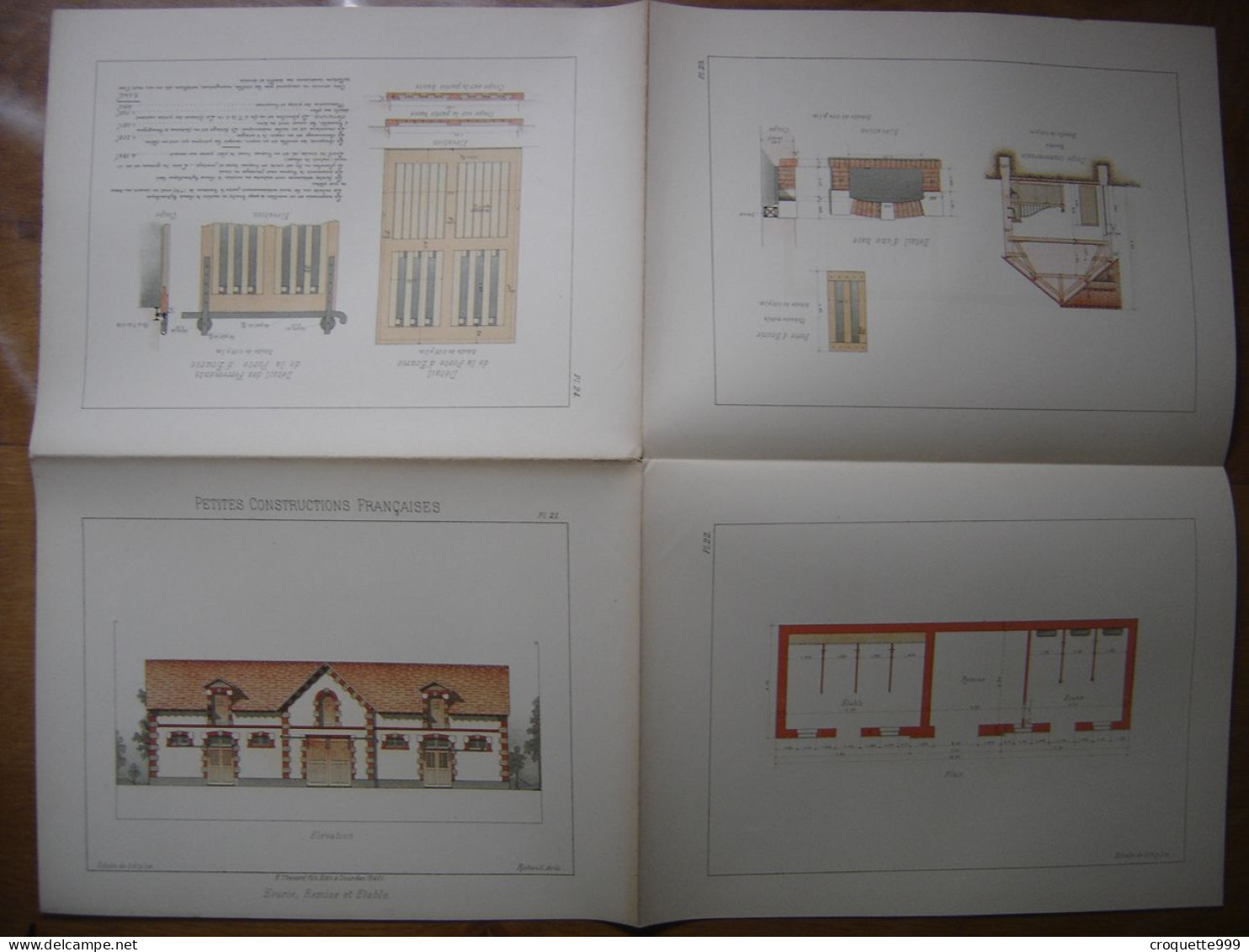 XXe Planche PETITES CONSTRUCTIONS FRANCAISES Ecurie Remise Et Etable Thezard - Architektur