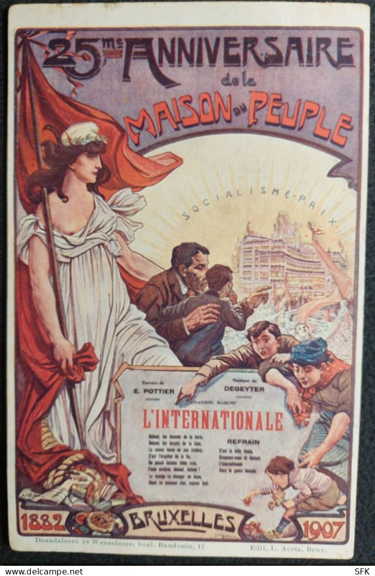 1907 25th Anniversary " MAISON PEUPLE In Bruxelles Artist PPC I-, VF  44 - Demonstrations