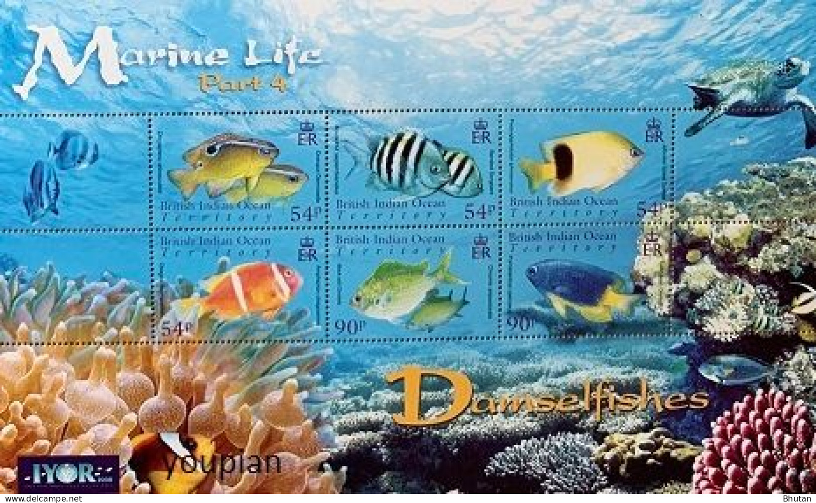 British Indian Ocean Territories 2008, Marine Life - Damselfishes, MNH S/S - Britisches Territorium Im Indischen Ozean