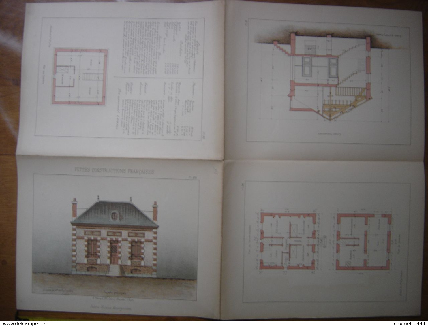 XXe Planche PETITES CONSTRUCTIONS FRANCAISES Petite Maison Bourgeoise Thezard - Architektur