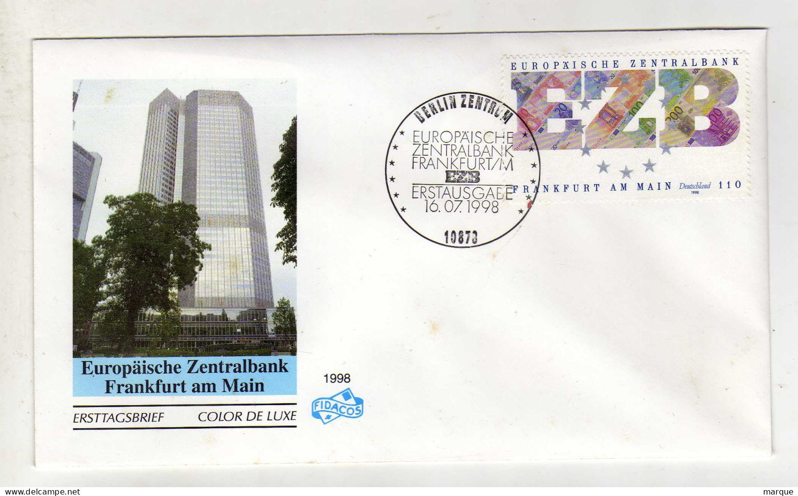 Enveloppe 1er Jour ALLEMAGNE DEUTSCHLAND Oblitération BERLIN ZENTRUM 10/07/1998 - 1991-2000