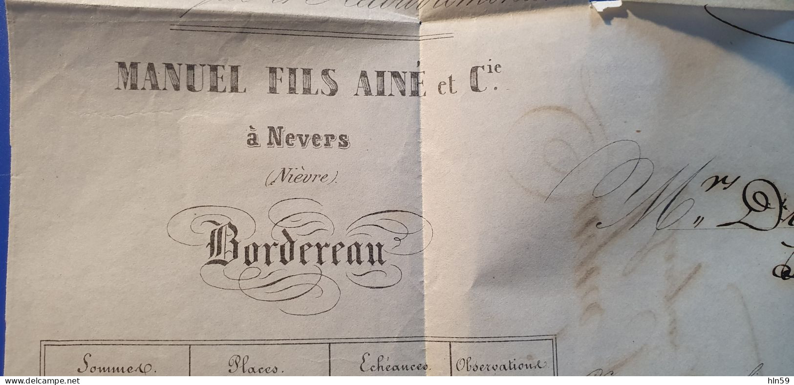 L106 LETTRE 1849 Banque MANUEL Fils & Cie à Bque DUGUE & CHENOU Timbre à Date Type 13 NEVERS COSNE Taxée à 4 Décimes - Non Classés