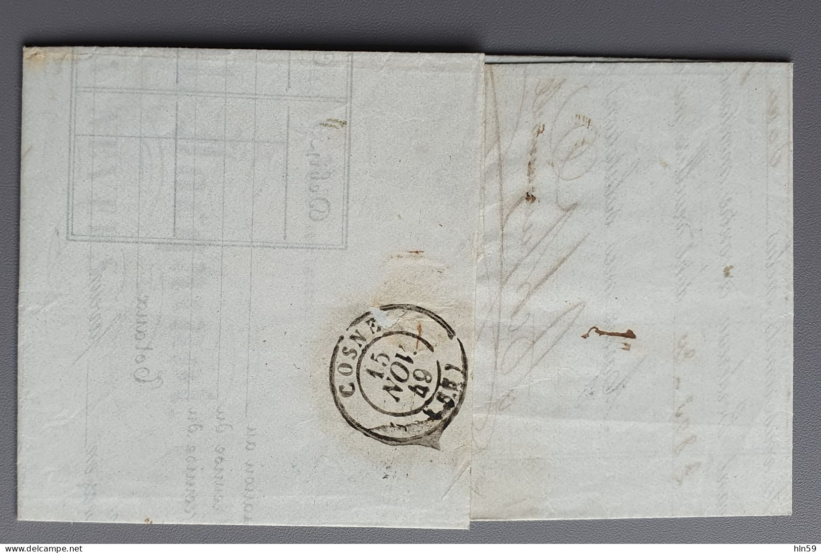 L107 LETTRE 1849 Banque JACQUINOT à Bque DUGUE & CHENOU Timbre à Date Type 13 NEVERS COSNE Taxée à 10 Décimes - Zonder Classificatie