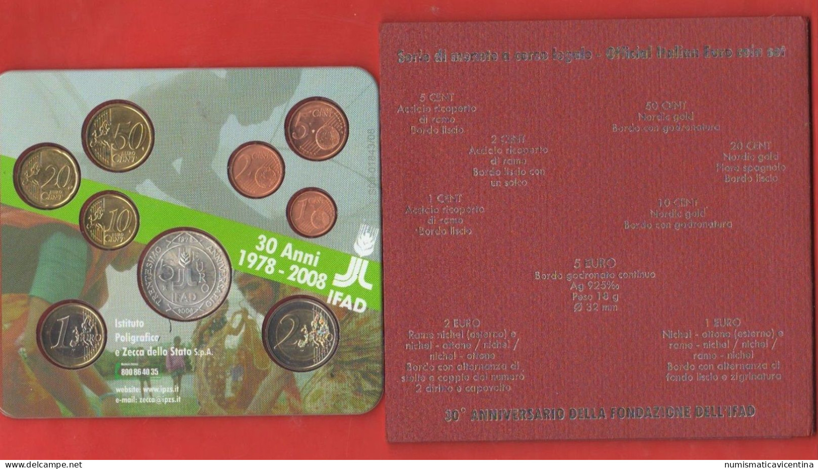 ITALIA Serie 2008 IFAD Con 5 € Argento Euro Ufficial € Coin Set Italy Italie - Italien