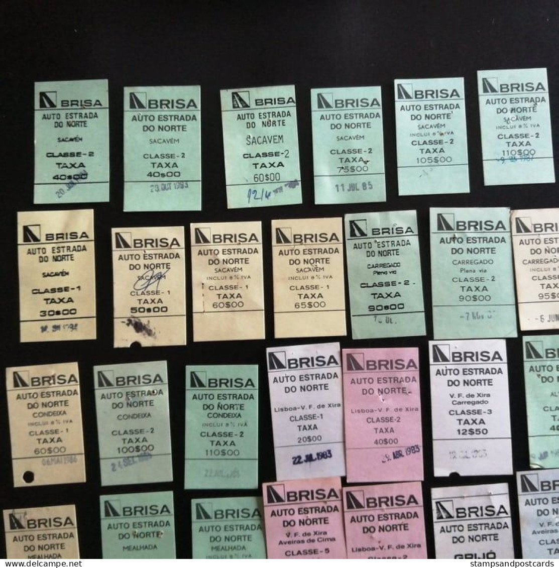 Portugal Collection 55 Billets Brisa Autoestrada Do Norte Autoroute Années 1980 Years Highway 55 Tickets - Other & Unclassified