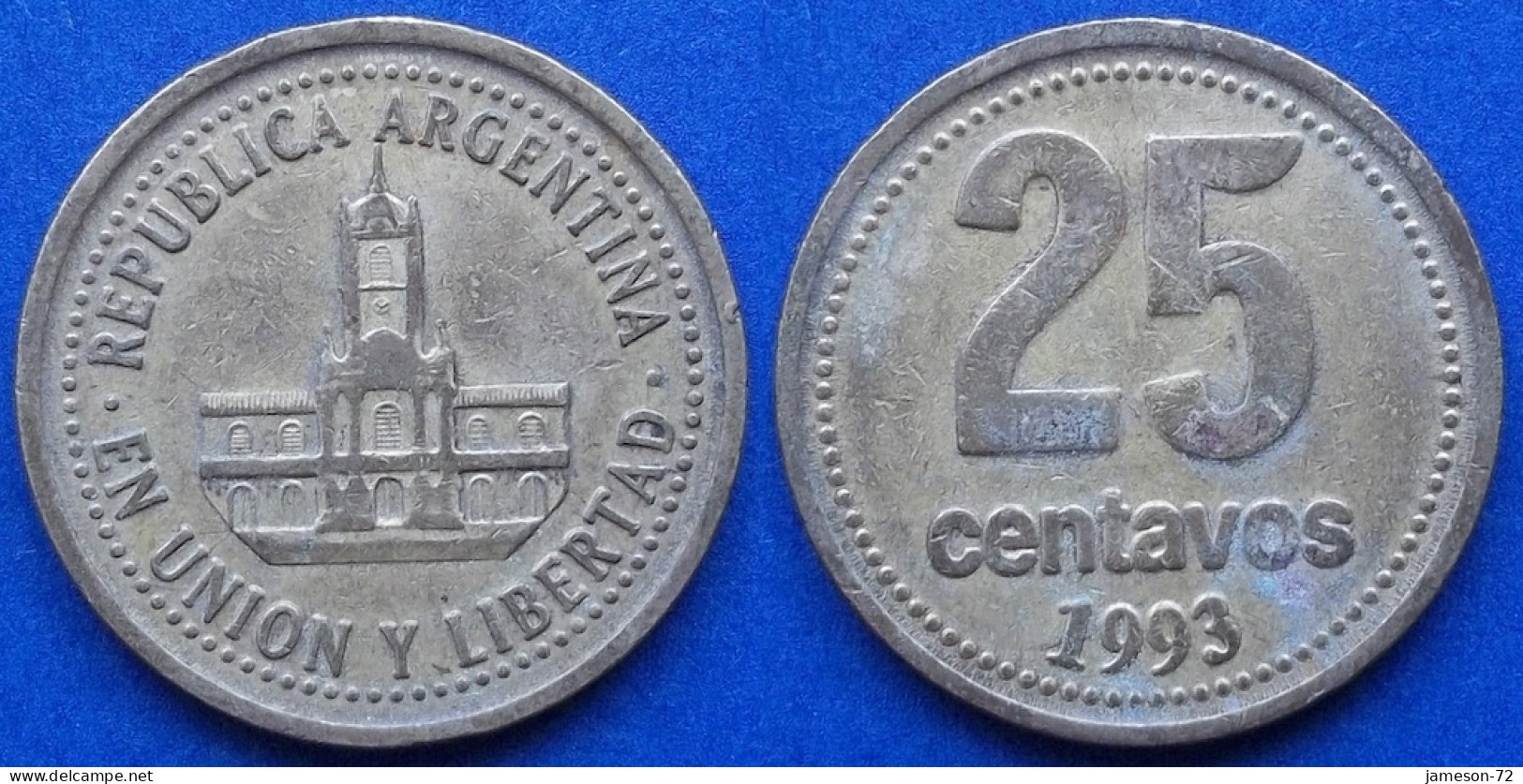 ARGENTINA - 25 Centavos 1993 "Buenos Aires City Hall" KM# 110 Monetary Reform (1992) - Edelweiss Coins - Argentina