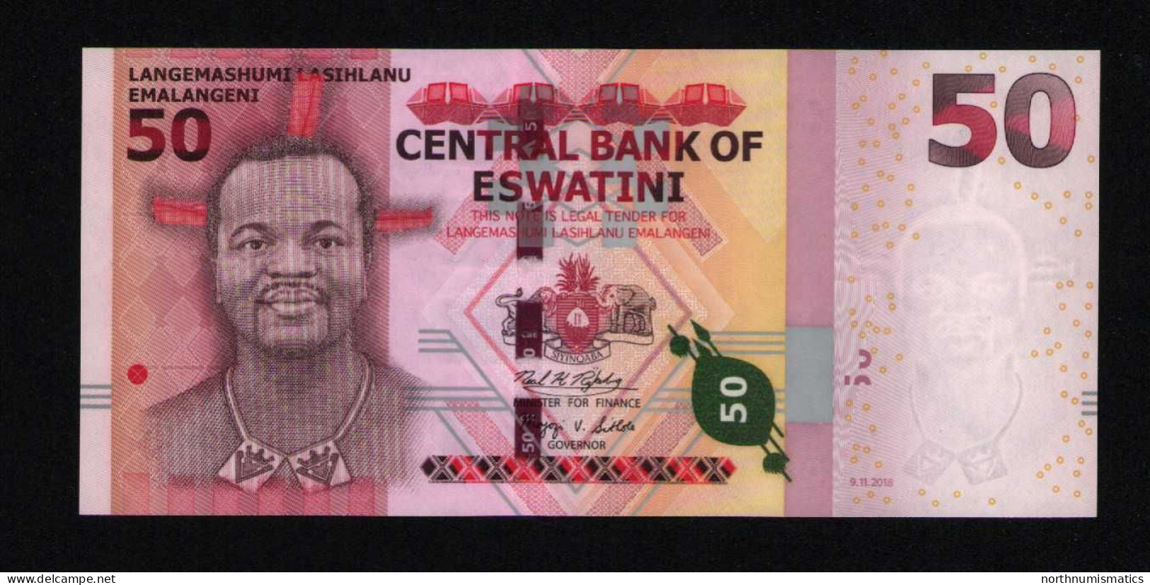 Swaziland Central Bank Of Eswatini 50 Emalangeni  9.11.2018 Unc - Swasiland