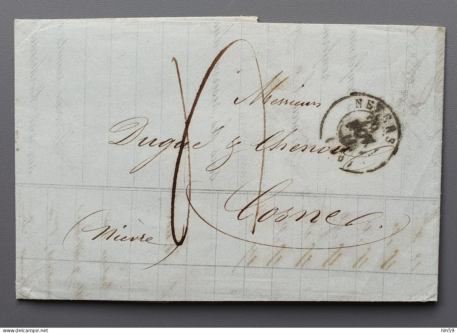 L105 LETTRE 1849 Banque JACQUINOT à Banque DUGUE & CHENOU Timbre à Date Type 13 NEVERS COSNE Taxée à 4 Décimes - Zonder Classificatie