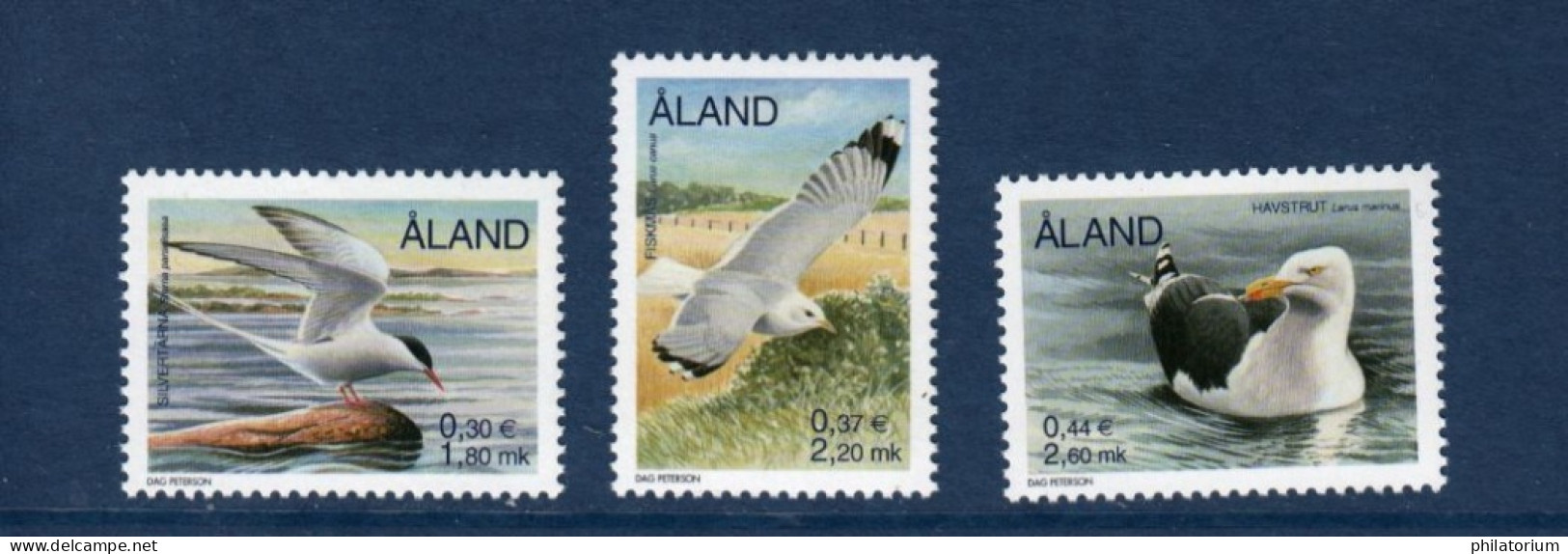 Aland, **, Yv, Mi 168, 169, 170, SG 162, 164, 166, Sterne Arctique, Goéland Cendré, Goéland Marin, - Gabbiani