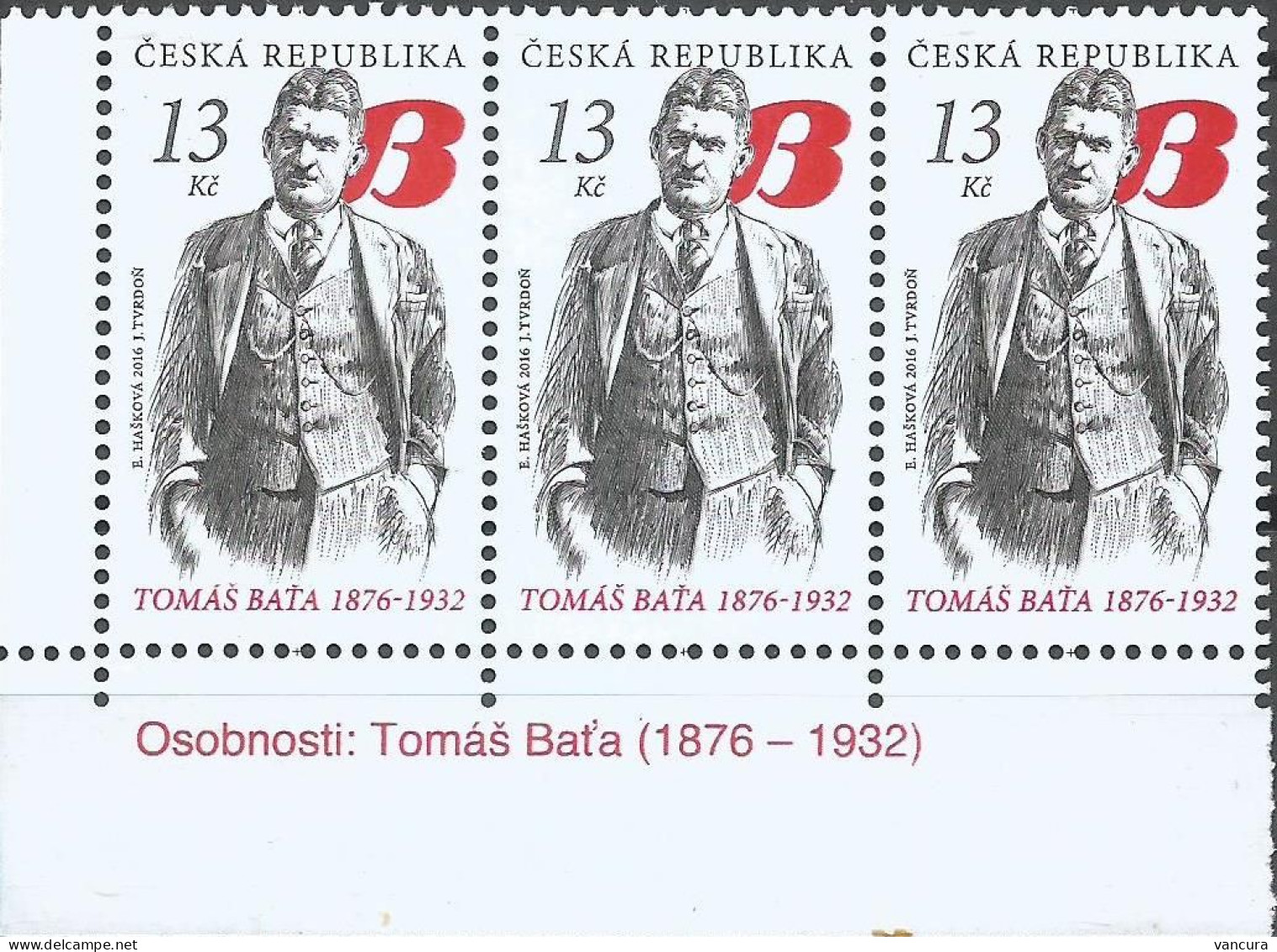 ** 878 Czech Republic Tomas Bata Anniversary 2016 - Neufs