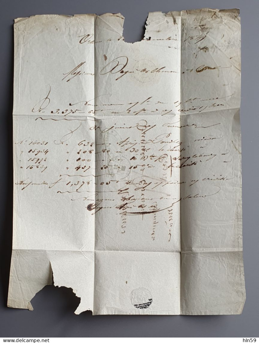 L104 LETTRE 1849 DAGUETAINE & Cie à Banque DUGUE & CHENOU Timbre à Date Type 13 ORLEANS COSNE Taxée à 4 Décimes - Ohne Zuordnung