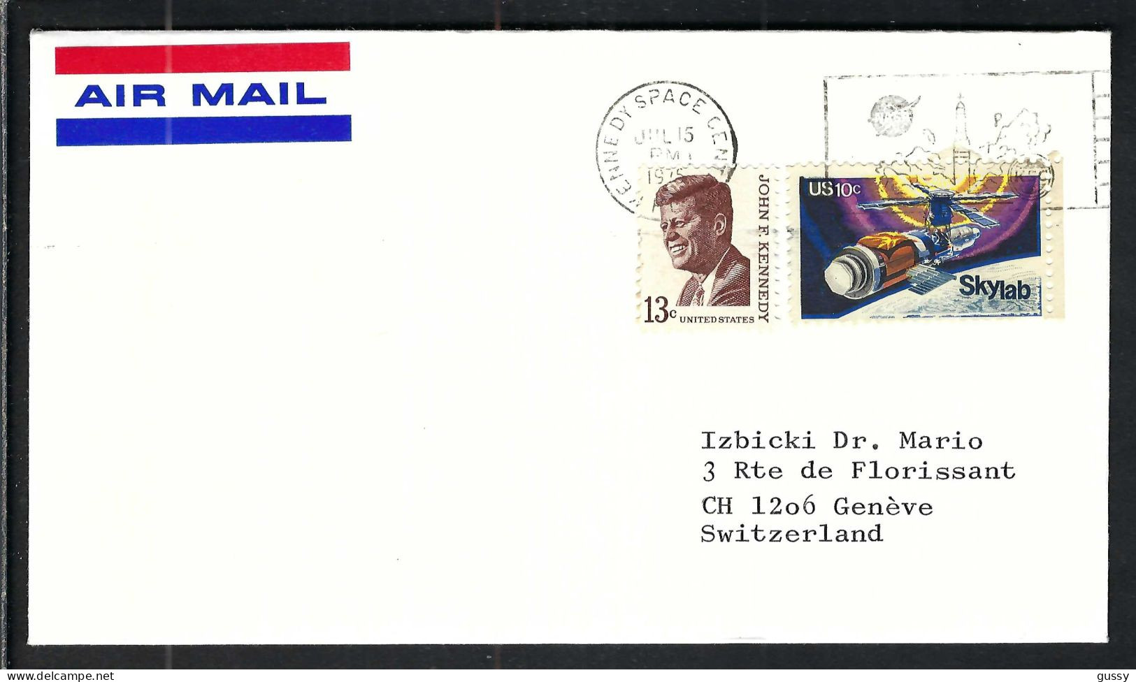 ETATS UNIS Ca.1975: LSC De KENNEDY SPACE CENTER à Genève (Suisse) - Covers & Documents