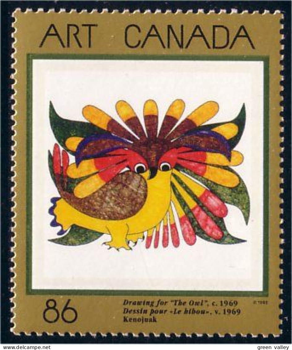 Canada Tableau Hibou Owl Eule Chouette Painting Kenojuak Ashevak MNH ** Neuf SC (C14-66c) - Indiens D'Amérique