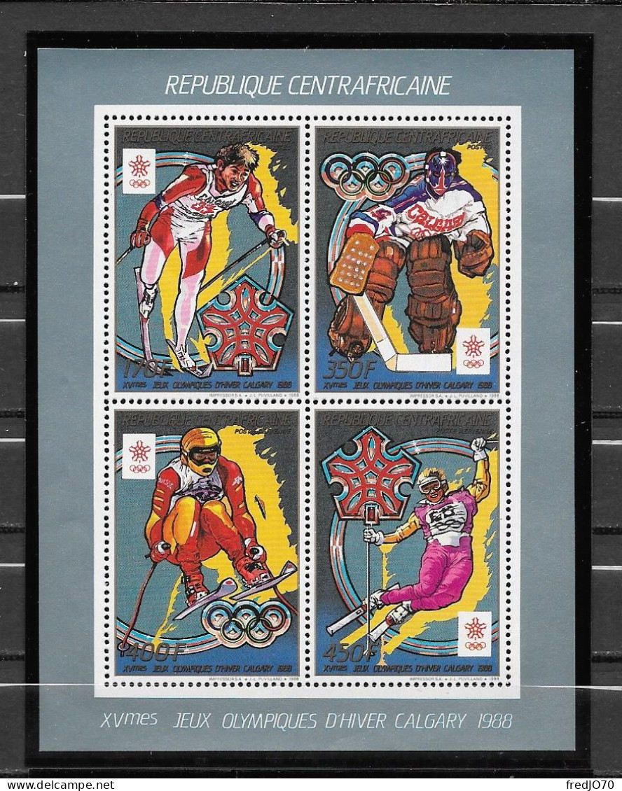 Centrafrique Central Africa Feuillet Collectif JO 88 ** - Hiver 1988: Calgary