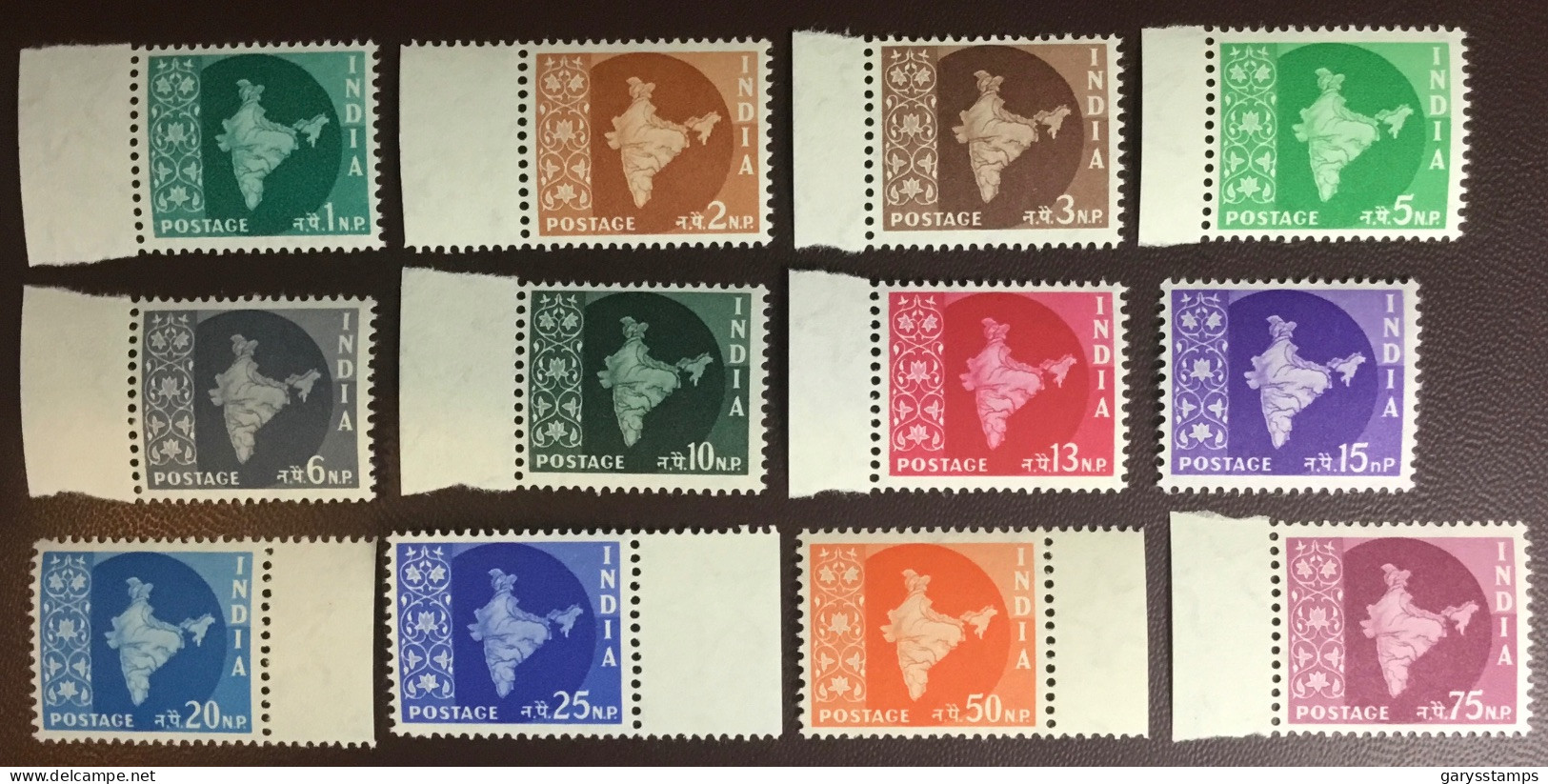 India 1957 Map Definitives Set MNH - Nuevos