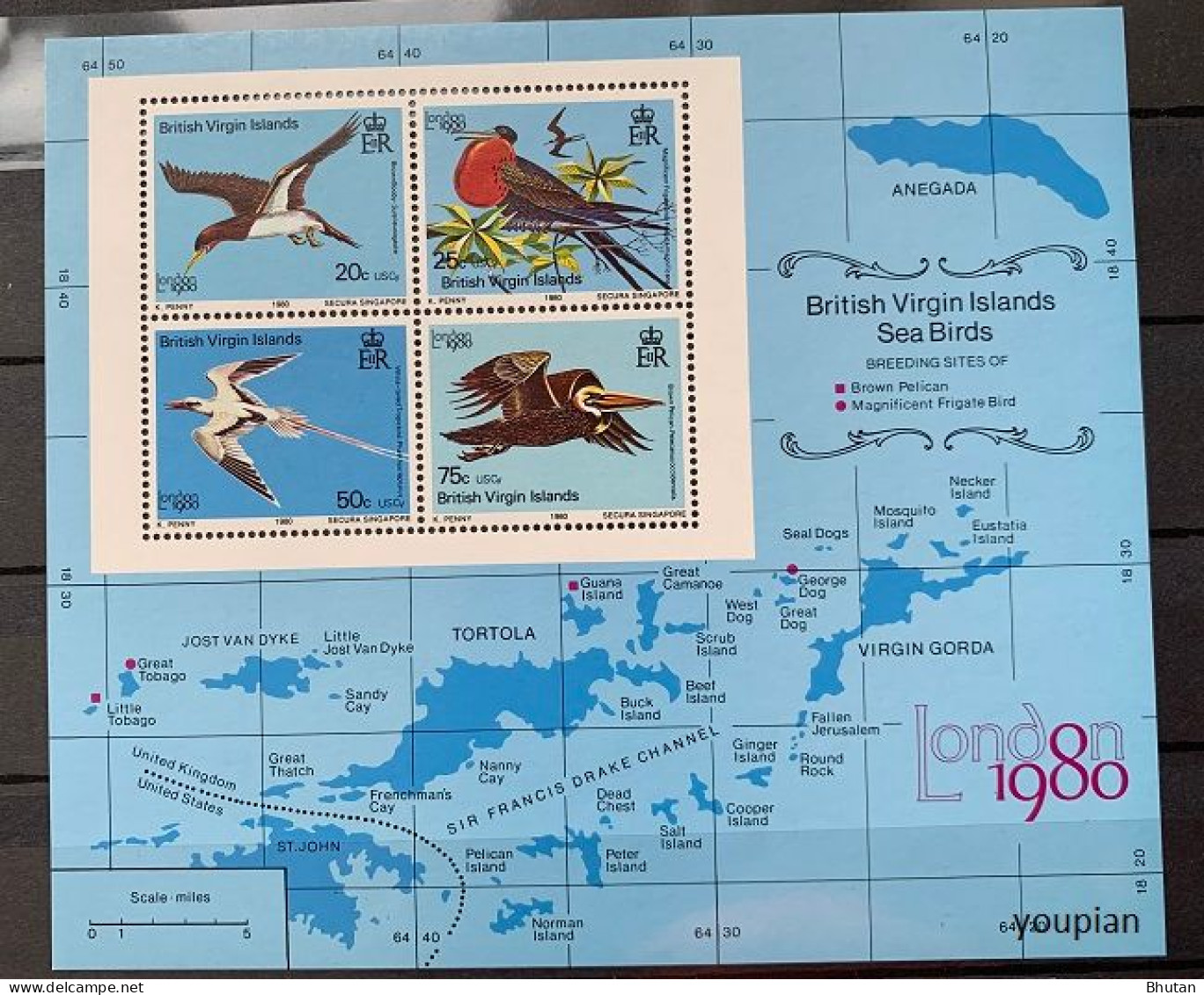 British Virgin Islands 1980, London '80 - Birds, MNH S/S - British Virgin Islands