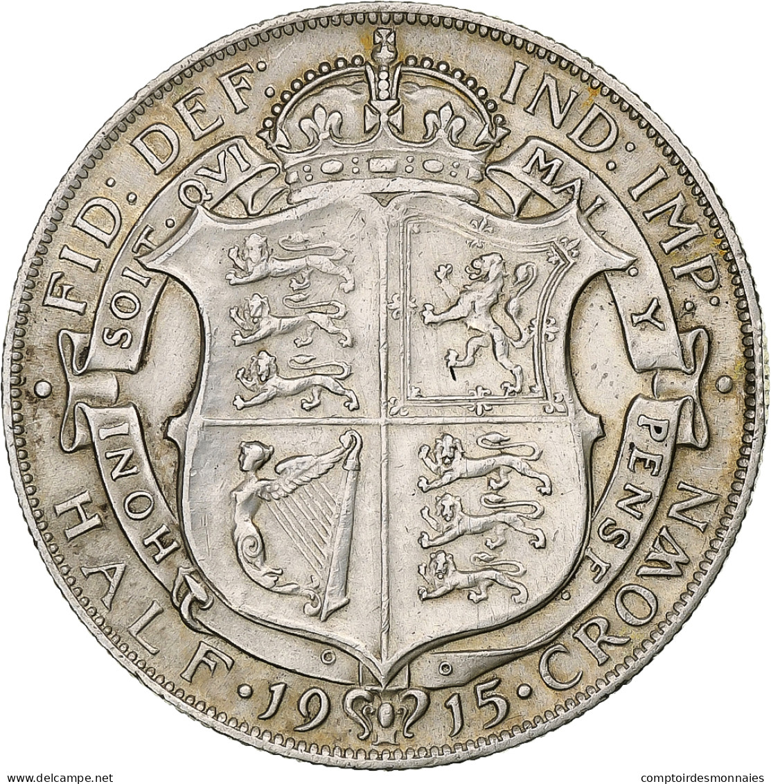 Monnaie, Grande-Bretagne, George V, 1/2 Crown, 1915, TTB, Argent, KM:818.1 - K. 1/2 Crown