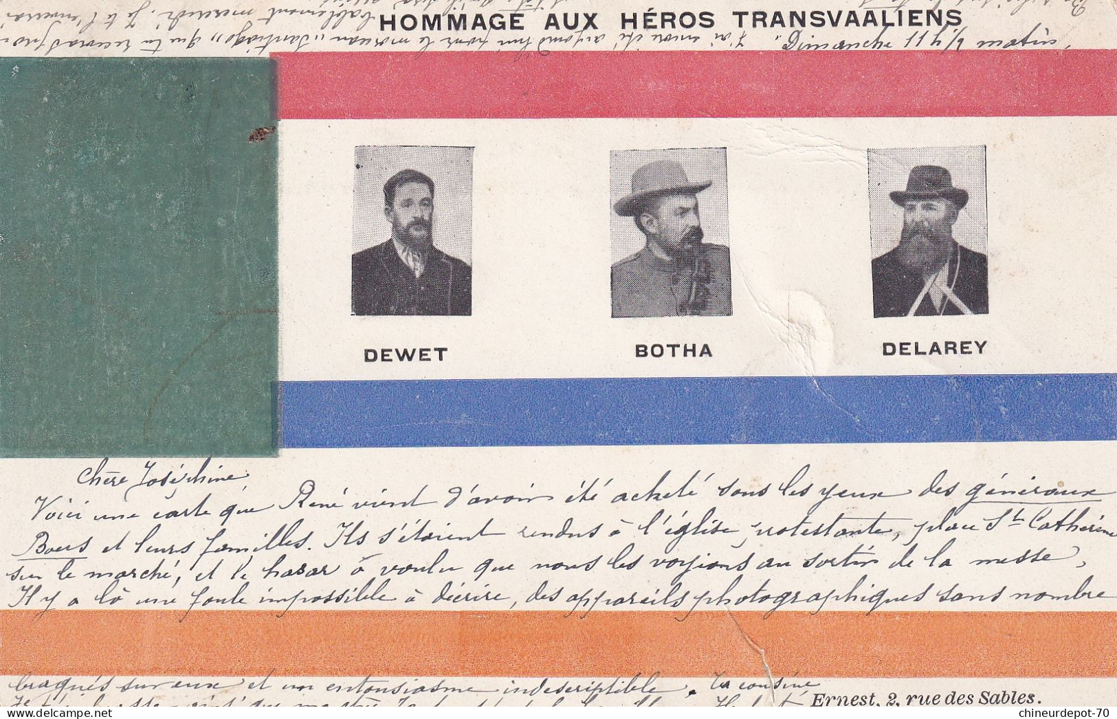 Armoiries Belge Perforés Vers Verviers 1902 Hommage Aux Héros Transvaaliens Dewet Botha Delarey Ernest - 1909-34