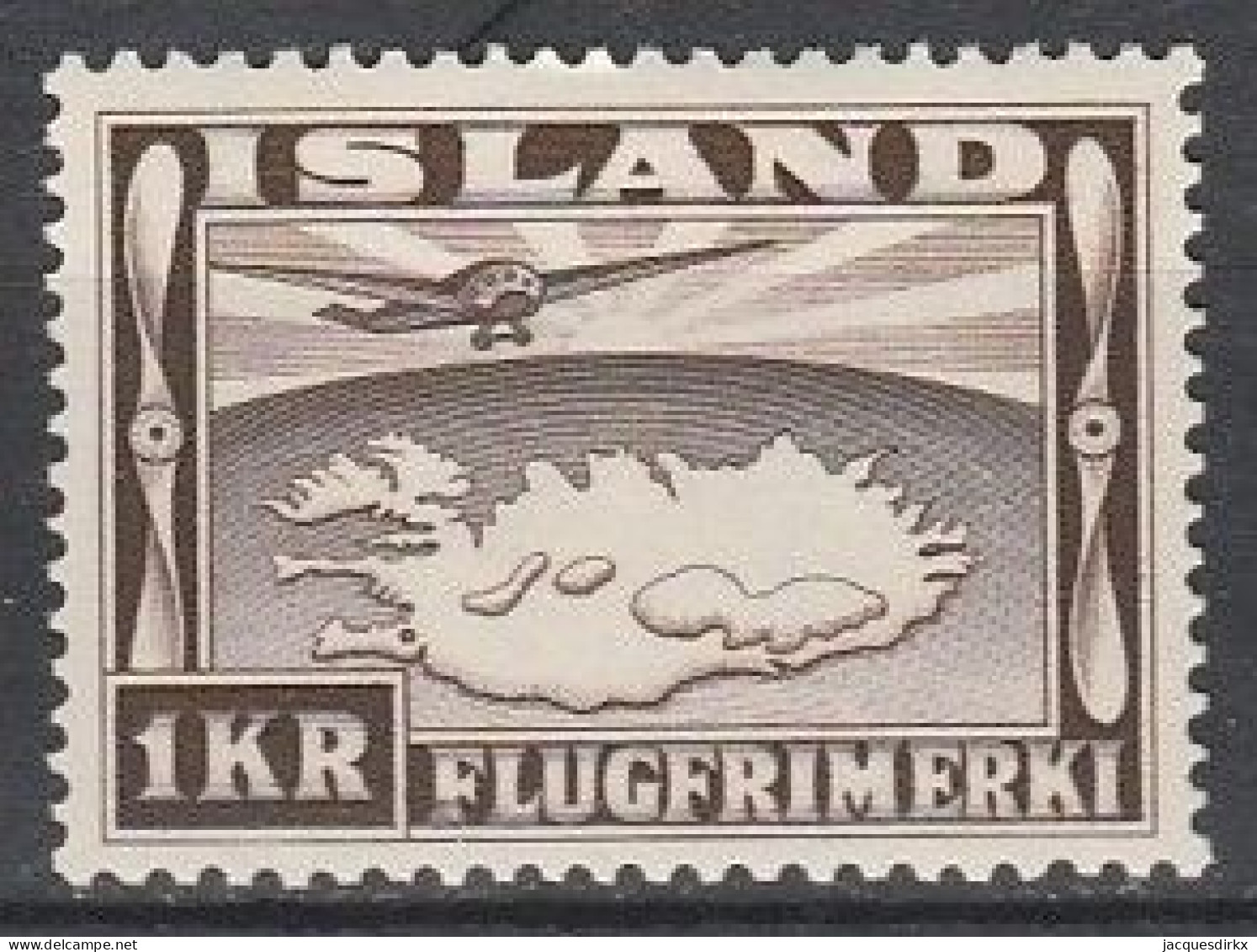 Iceland      .       Yvert    .      Airmail  19    .     *      .      Mint-hinged - Aéreo