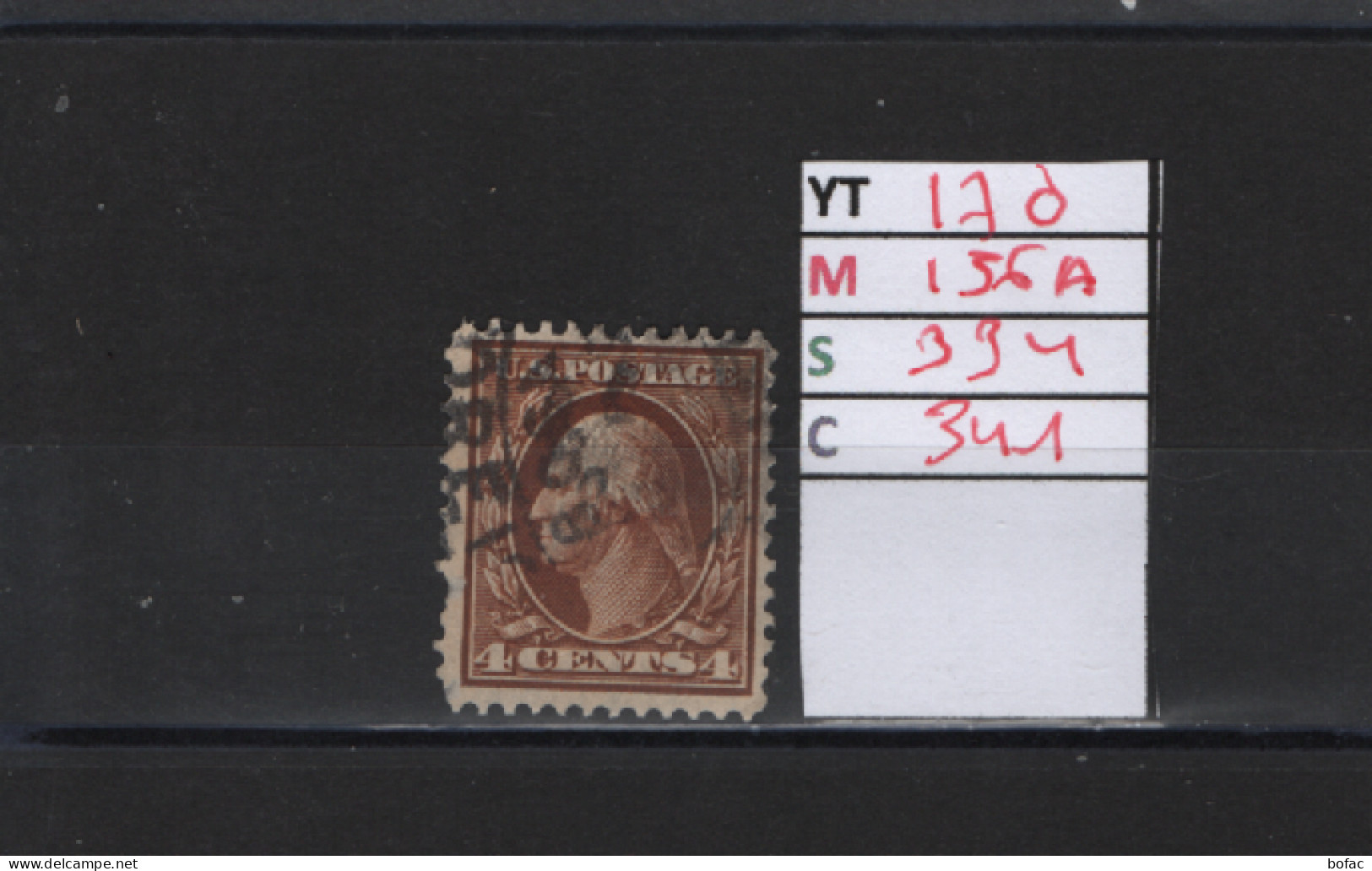 PRIX FIXE Obl 170 YT 156A MIC 334 SCOT 341 GIB George Washington 1908 1909 58/05 - Used Stamps