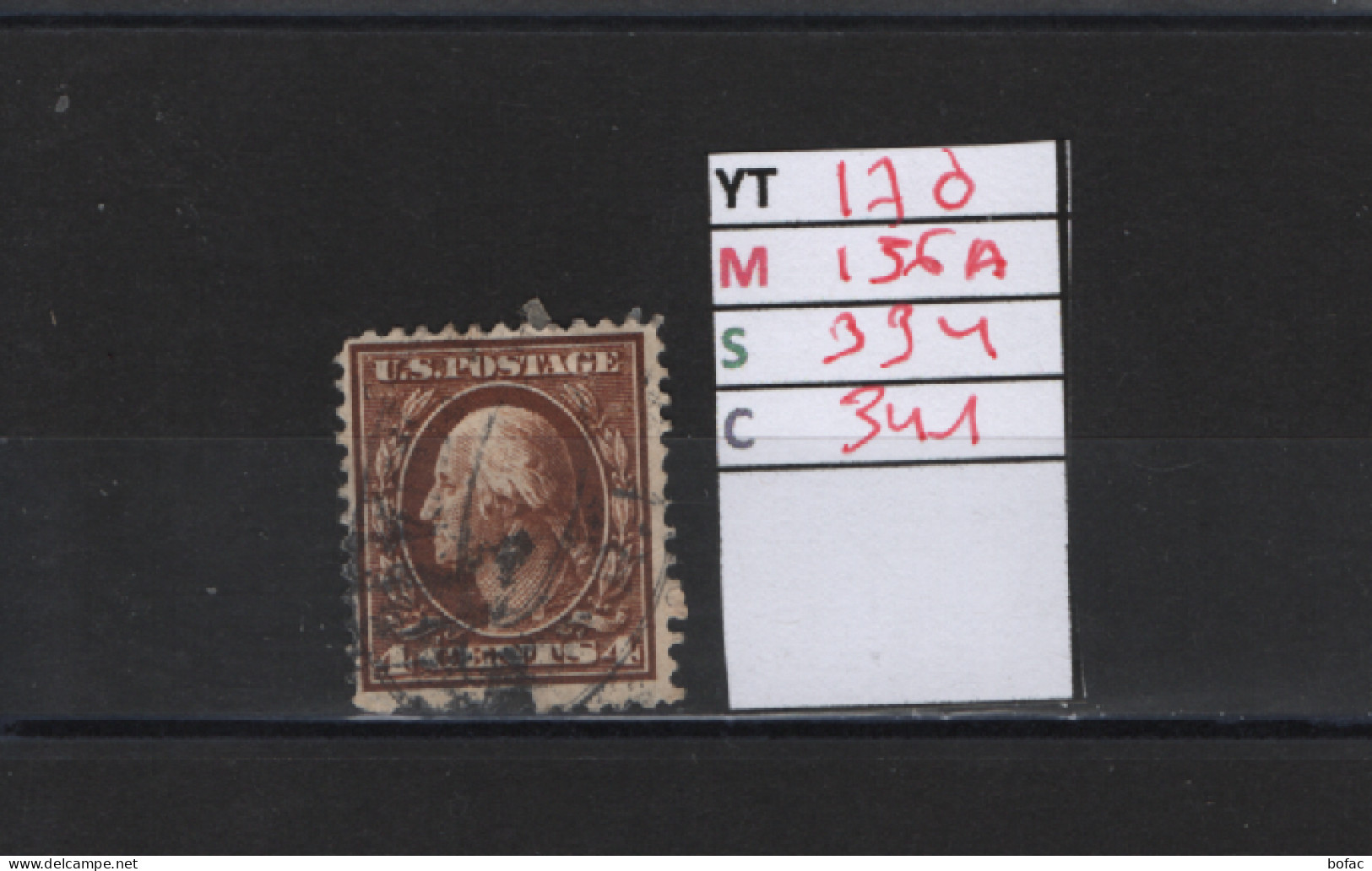 PRIX FIXE Obl 170 YT 156A MIC 334 SCOT 341 GIB George Washington 1908 1909 58/05 - Used Stamps