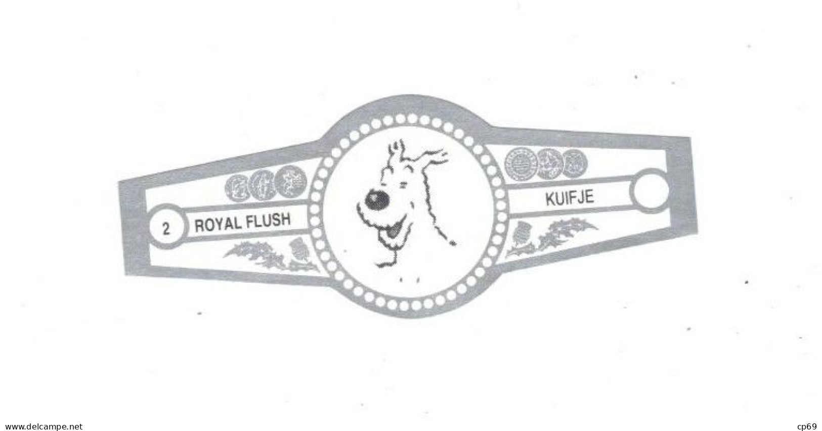 2) Bague De Cigare Série Tintin Blanche Grise Royal Flush Kuifje Milou Chien Dog Cane En Superbe.Etat - Objets Publicitaires