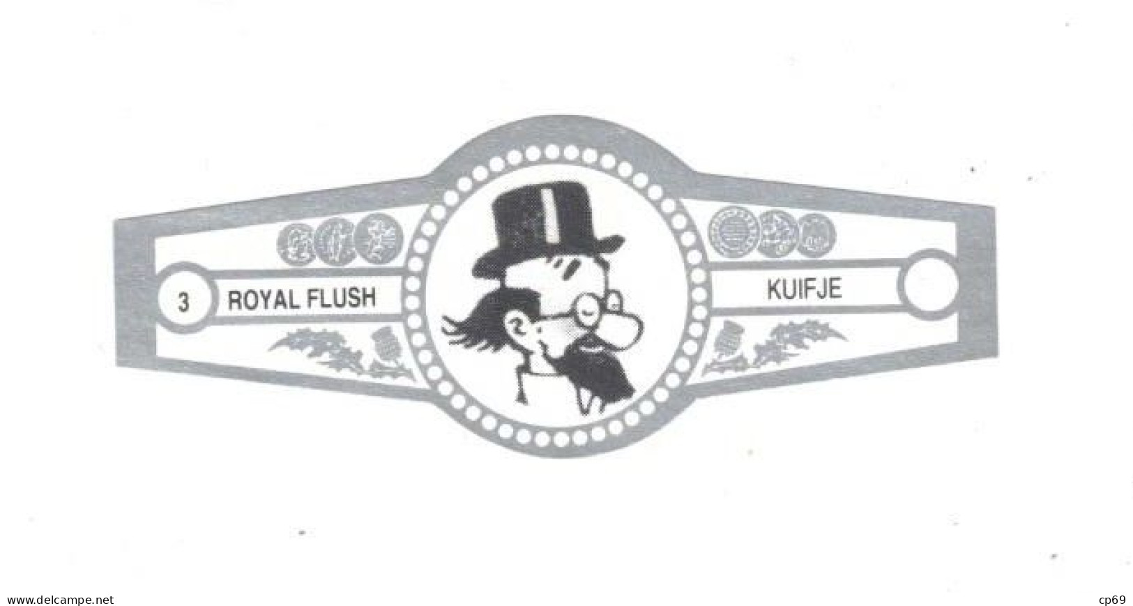 3) Bague De Cigare Série Tintin Blanche Grise Royal Flush Kuifje Le Professeur Siclone En Superbe.Etat - Objets Publicitaires