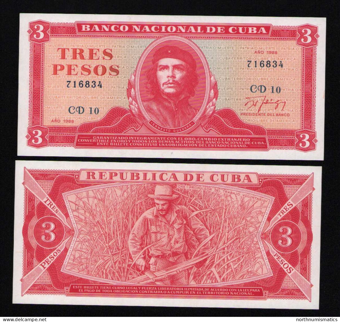 Cuba 3 Pesos 1988 CD Unc - Kuba