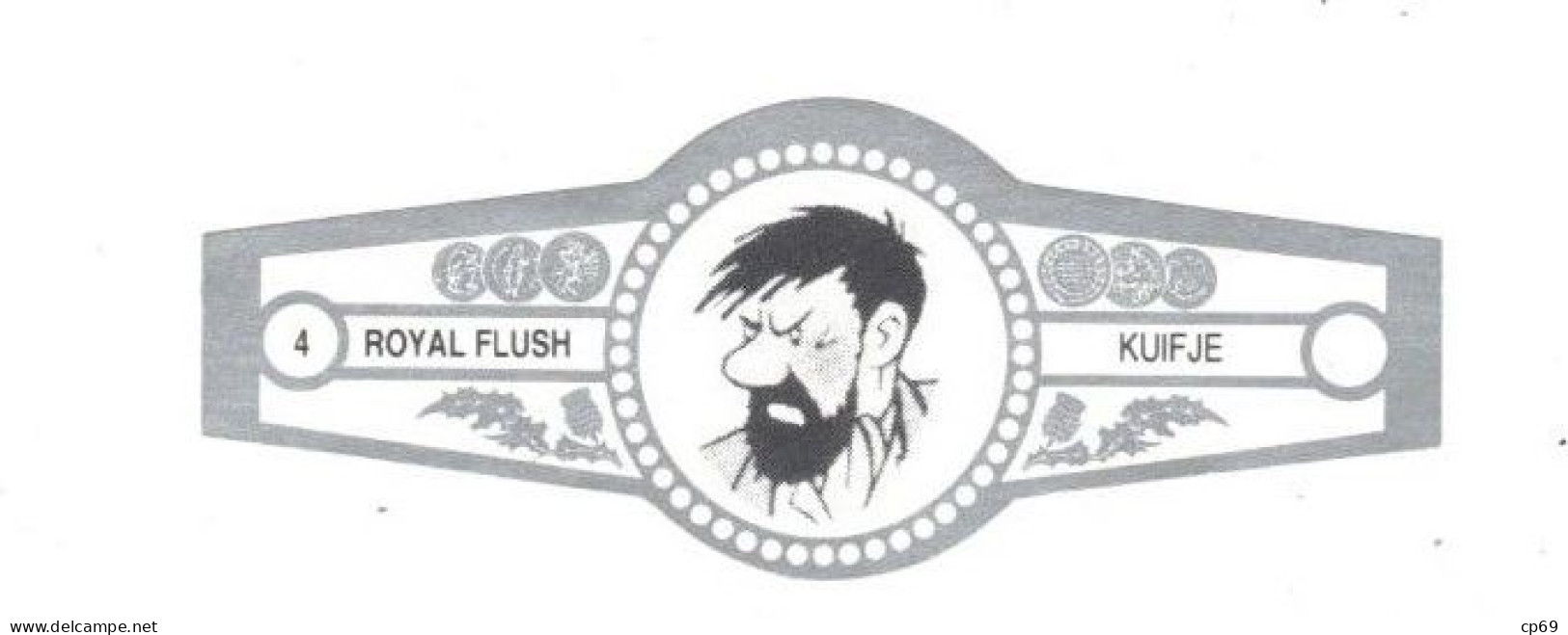 4) Bague De Cigare Série Tintin Blanche Grise Royal Flush Kuifje Capitaine Haddock En Superbe.Etat - Objets Publicitaires