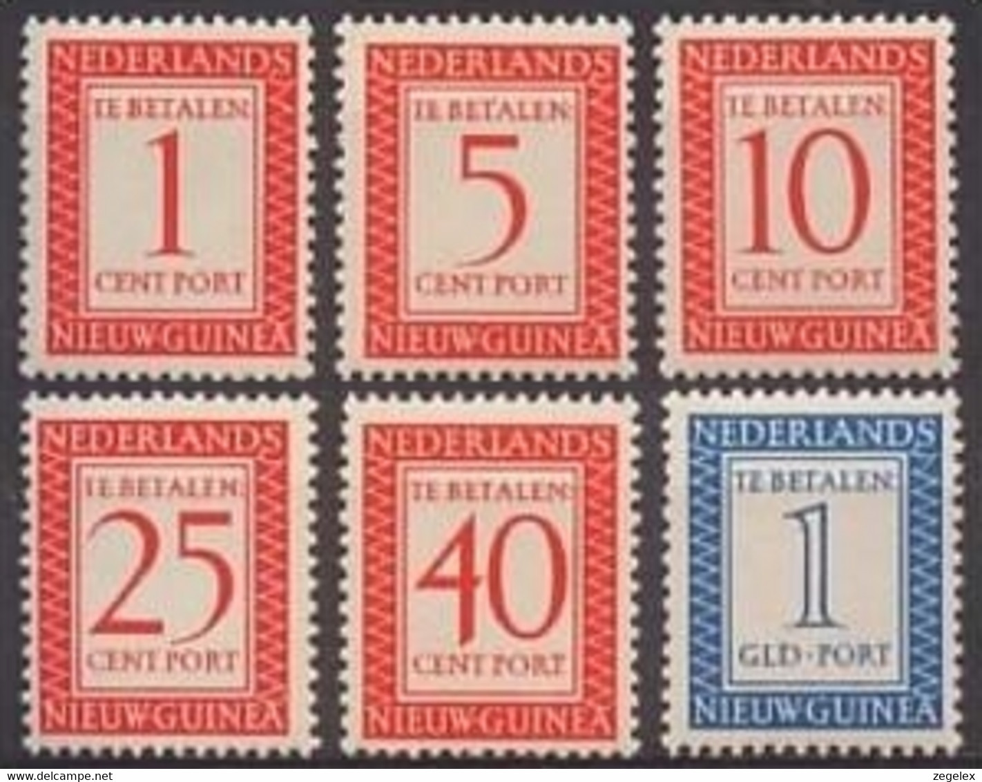 Nederlands Nieuw Guinea 1957 - PORT Cijfers NVPH P1-P6 Ongestempeld/met Plakker, Hinged - Nueva Guinea Holandesa