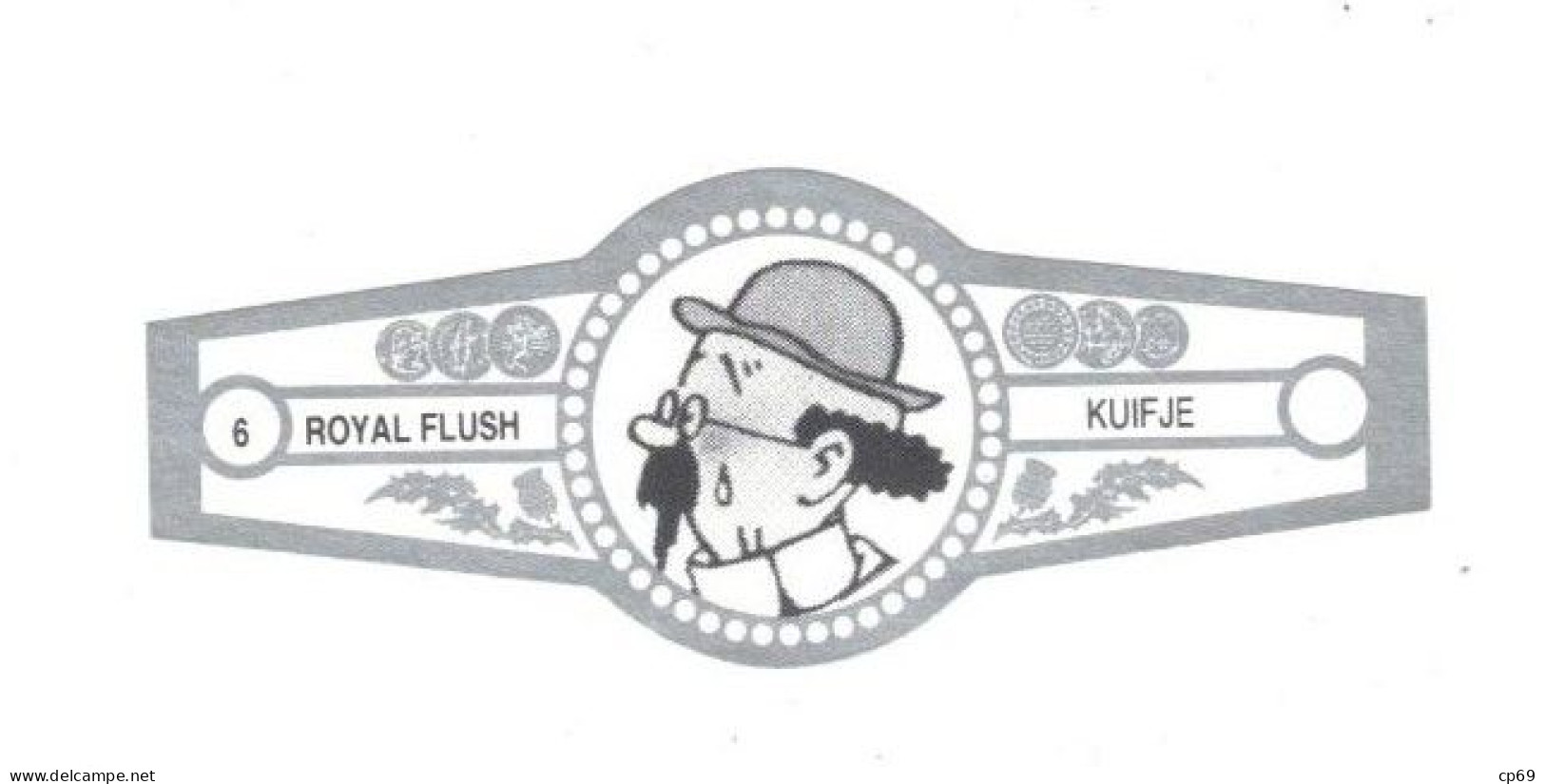 6) Bague De Cigare Série Tintin Blanche Grise Royal Flush Kuifje Professeur Tournesol En Superbe.Etat - Objets Publicitaires