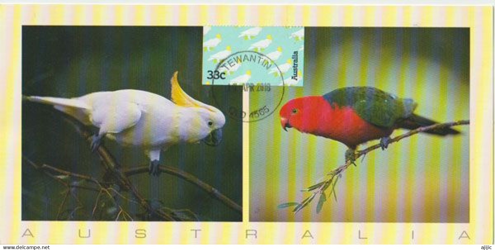 Australian Cockatoo & King Parrot. Carte-maximum Timbre ATM (automatic Teller Machine) From Tewantin QLD. RARE - Papagayos