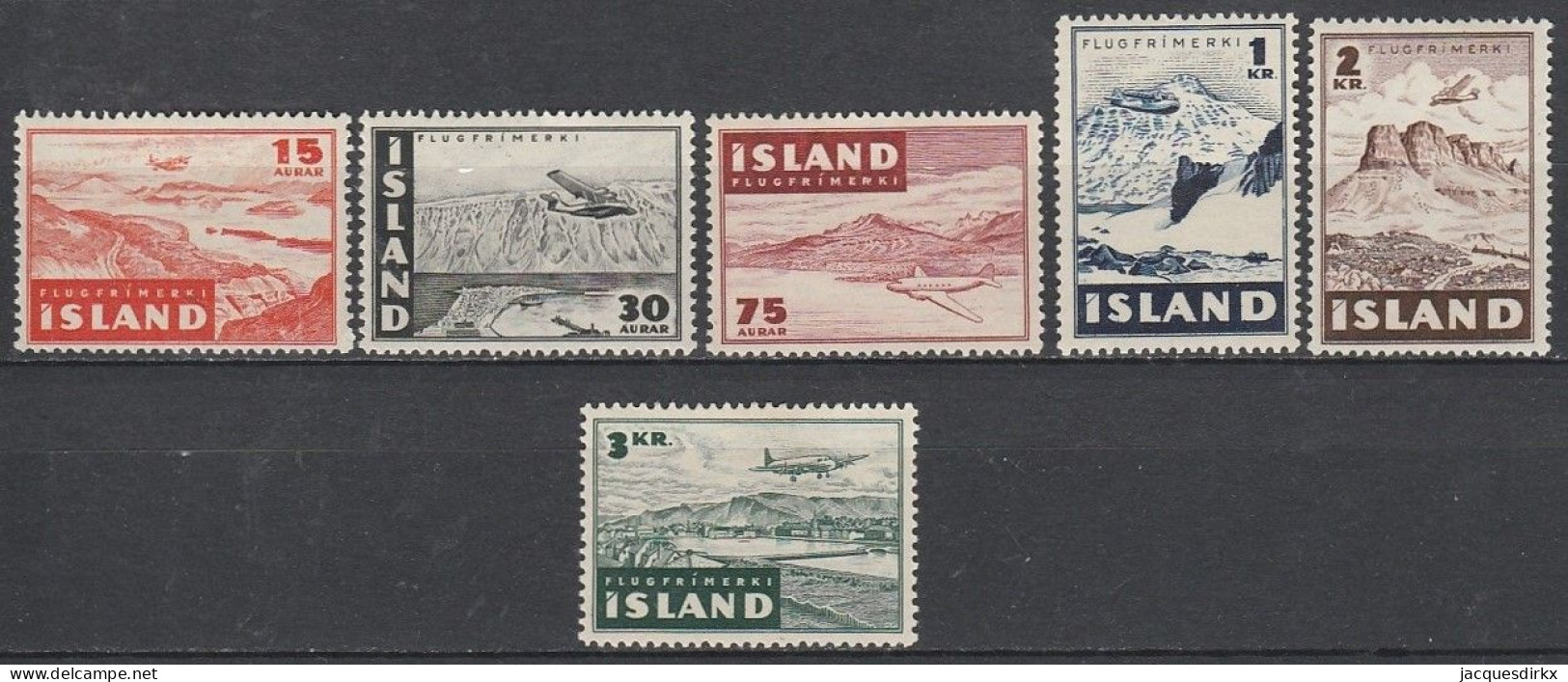 Iceland      .       Yvert    .      Airmail   21/26    .     *      .      Mint-hinged - Luftpost