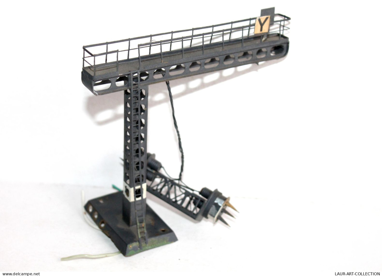 PORTIQUE, POTENCE NACELLE DOUBLE FEU + PANNEAU SIGNALISATION, SEMAPHORE HO + N / ANCIEN MODELE FERROVIAIRE (1712.278) - Elektrische Artikels