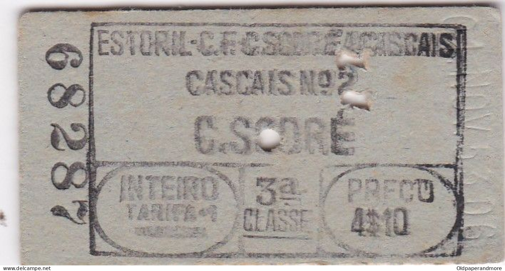 PORTUGAL RAILWAY TICKET TRAIN -  CASCAIS 2 / CAIS DO SODRÉ - Europe