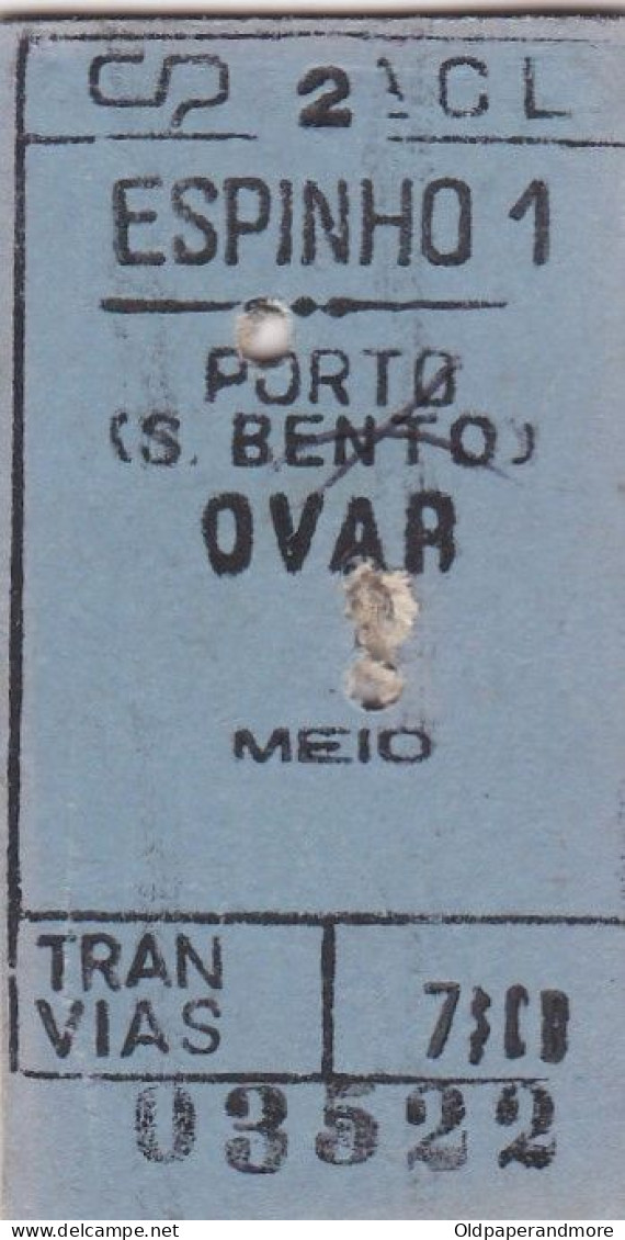 PORTUGAL RAILWAY TICKET TRAIN -  ESPINHO 1 / OVAR - Europe