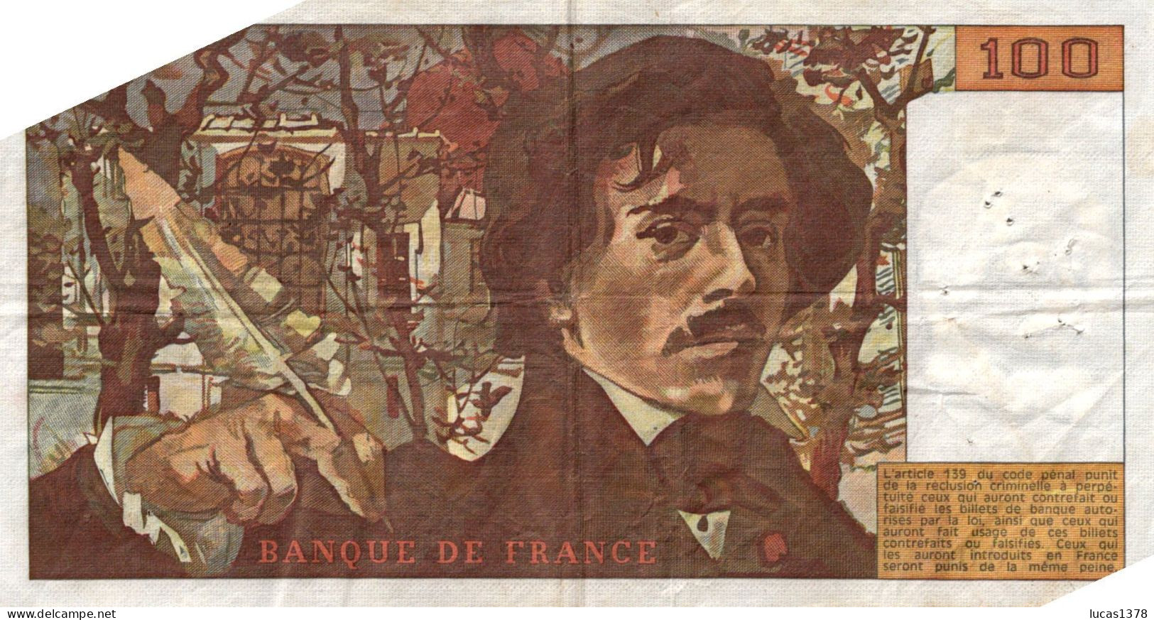 100 Francs "Delacroix" 1978---Série D 3 --NON HACHURE - 100 F 1978-1995 ''Delacroix''