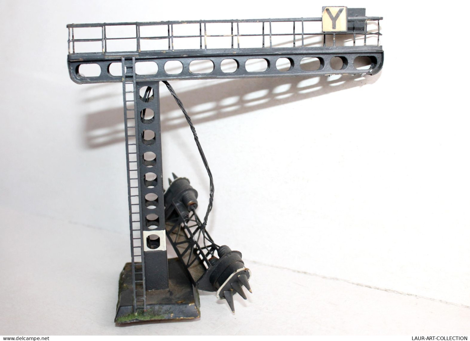 PORTIQUE, POTENCE NACELLE DOUBLE FEU + PANNEAU SIGNALISATION, SEMAPHORE HO + N / ANCIEN MODELE FERROVIAIRE (1712.279) - Elektrische Artikels