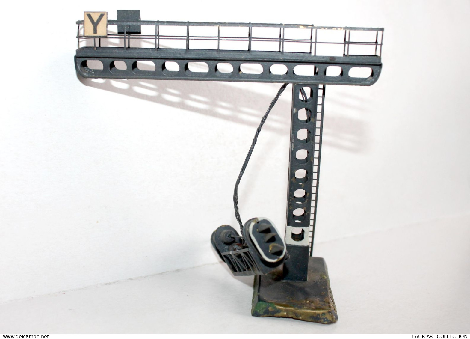 PORTIQUE, POTENCE NACELLE DOUBLE FEU + PANNEAU SIGNALISATION, SEMAPHORE HO + N / ANCIEN MODELE FERROVIAIRE (1712.279) - Alimentazione & Accessori Elettrici