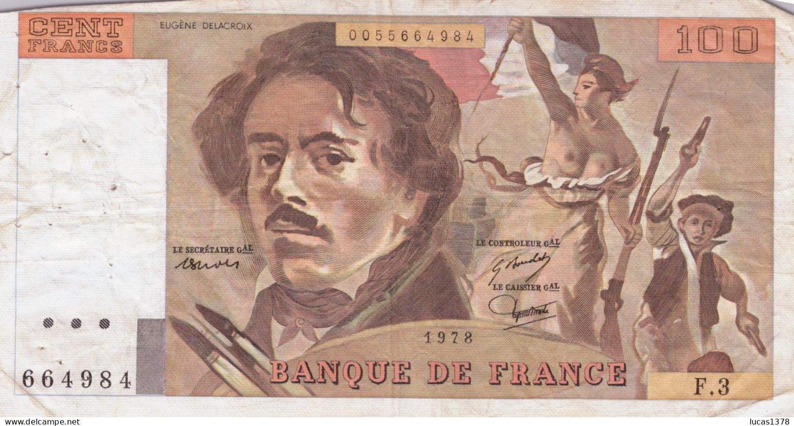 100 Francs "Delacroix" 1978---Série  F 3--NON HACHURE - 100 F 1978-1995 ''Delacroix''