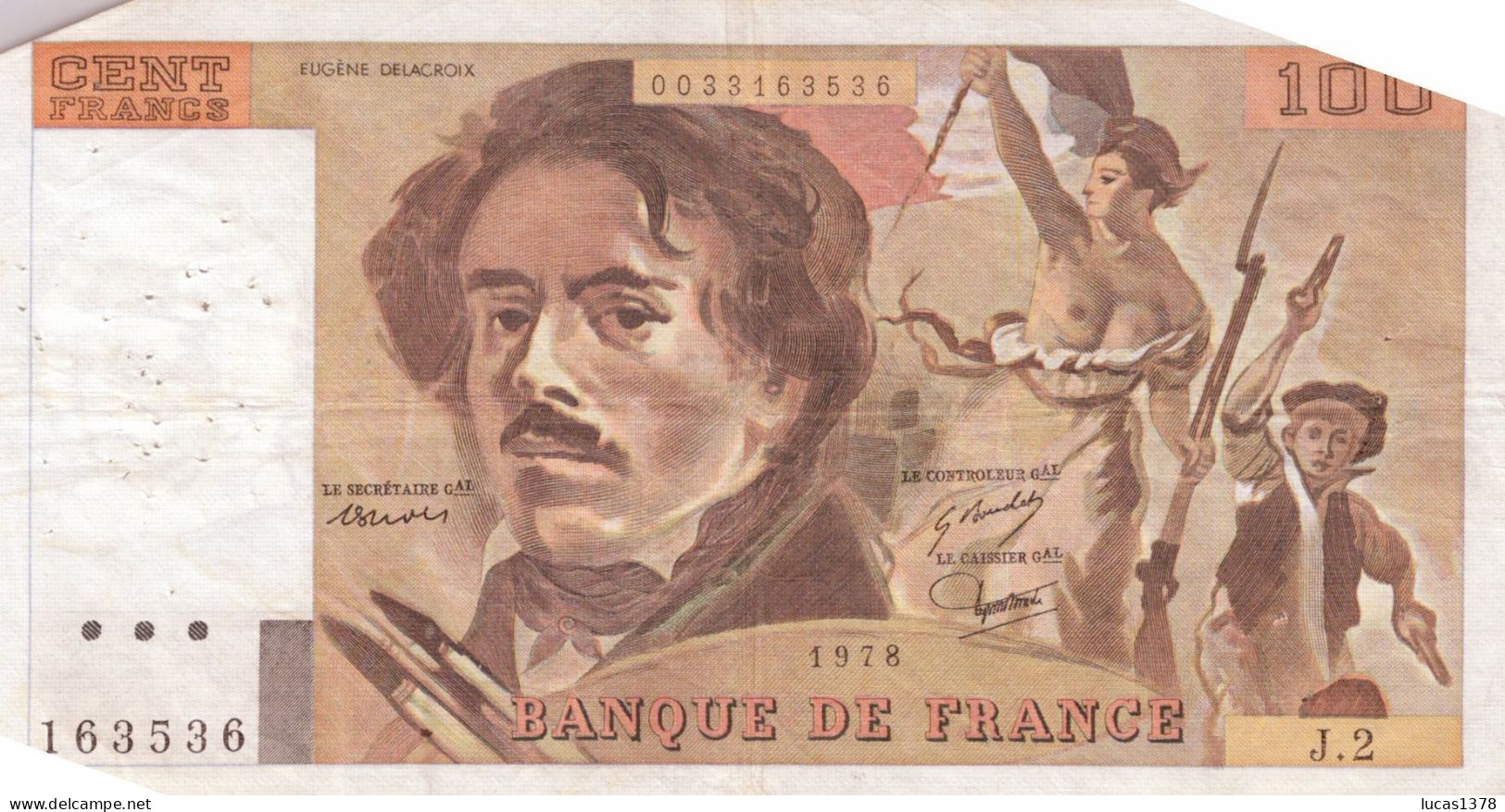 100 Francs "Delacroix" 1978---Série  J 2--NON HACHURE - 100 F 1978-1995 ''Delacroix''