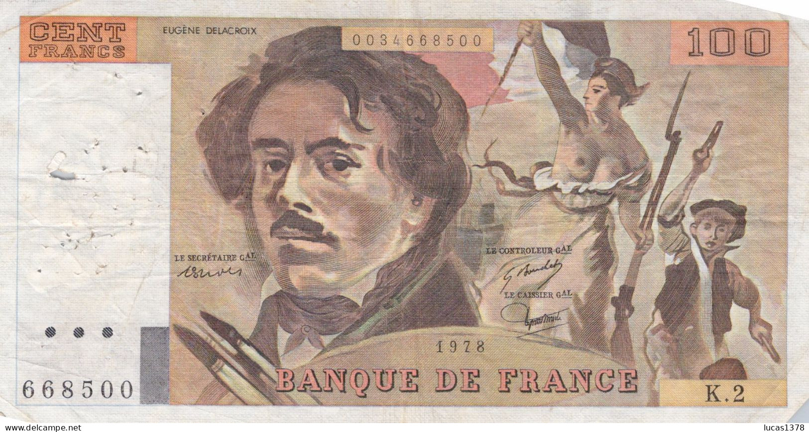 100 Francs "Delacroix" 1978---Série  K 2--NON HACHURE - 100 F 1978-1995 ''Delacroix''