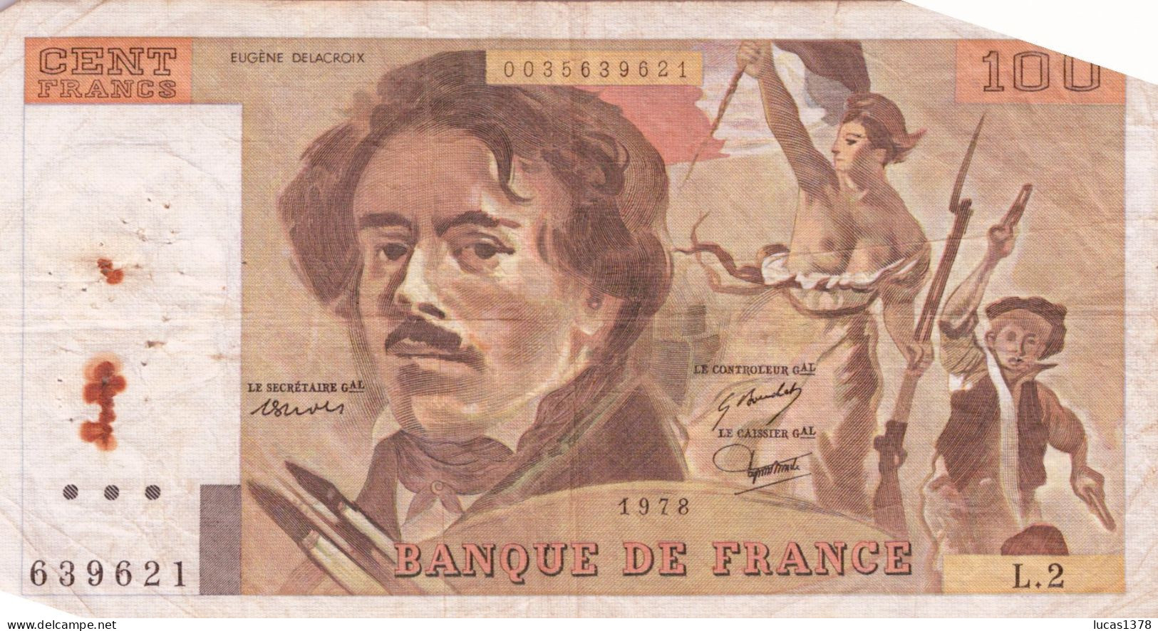 100 Francs "Delacroix" 1978---Série  L 2--NON HACHURE - 100 F 1978-1995 ''Delacroix''