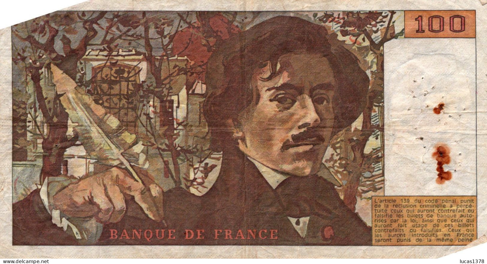 100 Francs "Delacroix" 1978---Série  L 2--NON HACHURE - 100 F 1978-1995 ''Delacroix''