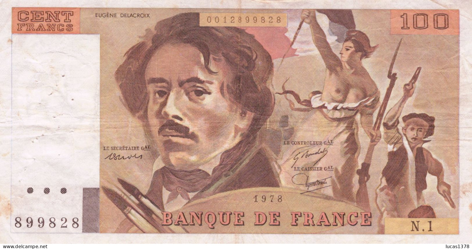 100 Francs "Delacroix" 1978---Série  N1 --NON HACHURE - 100 F 1978-1995 ''Delacroix''