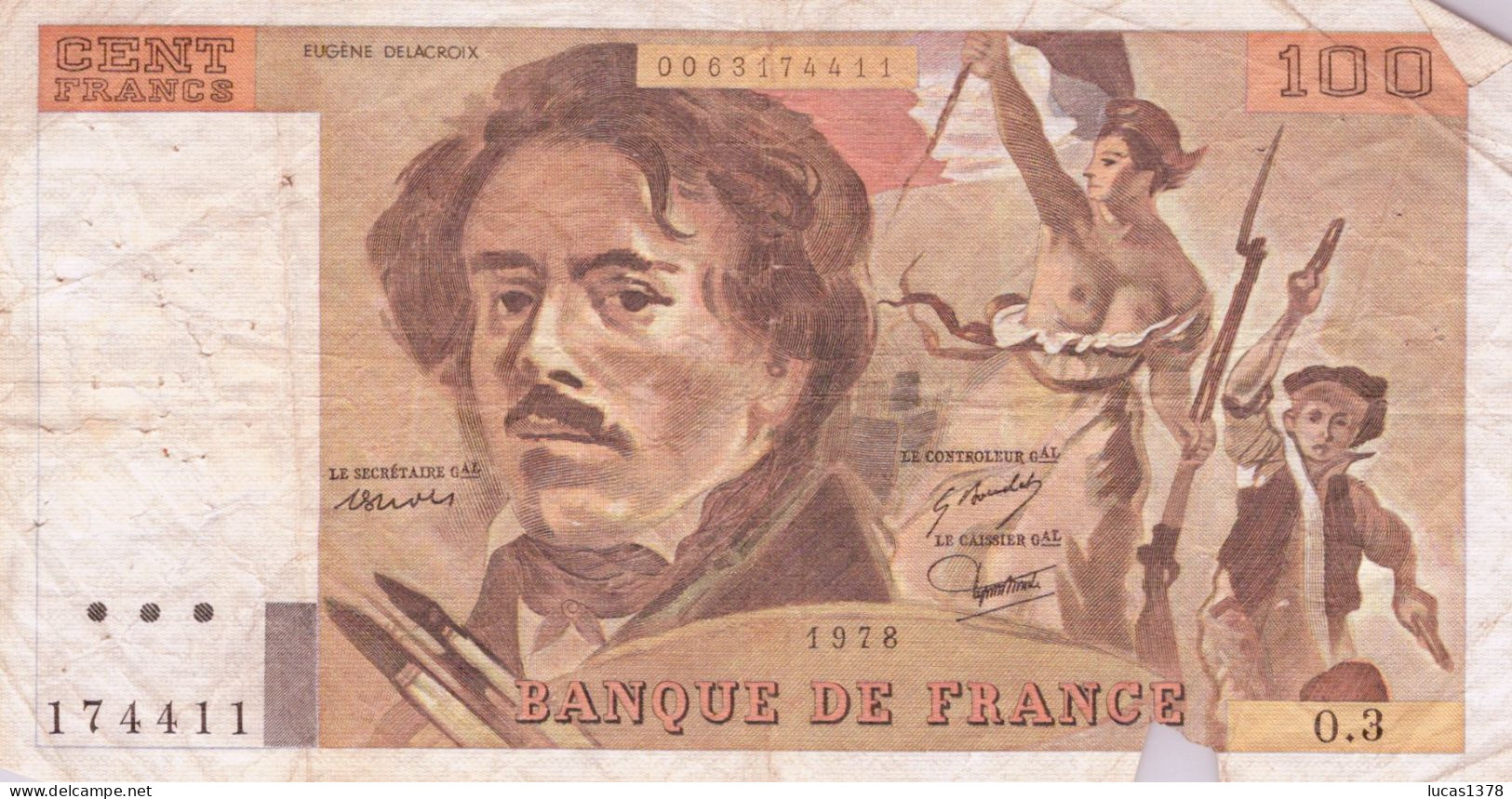100 Francs "Delacroix" 1978---Série O3 --NON HACHURE - 100 F 1978-1995 ''Delacroix''