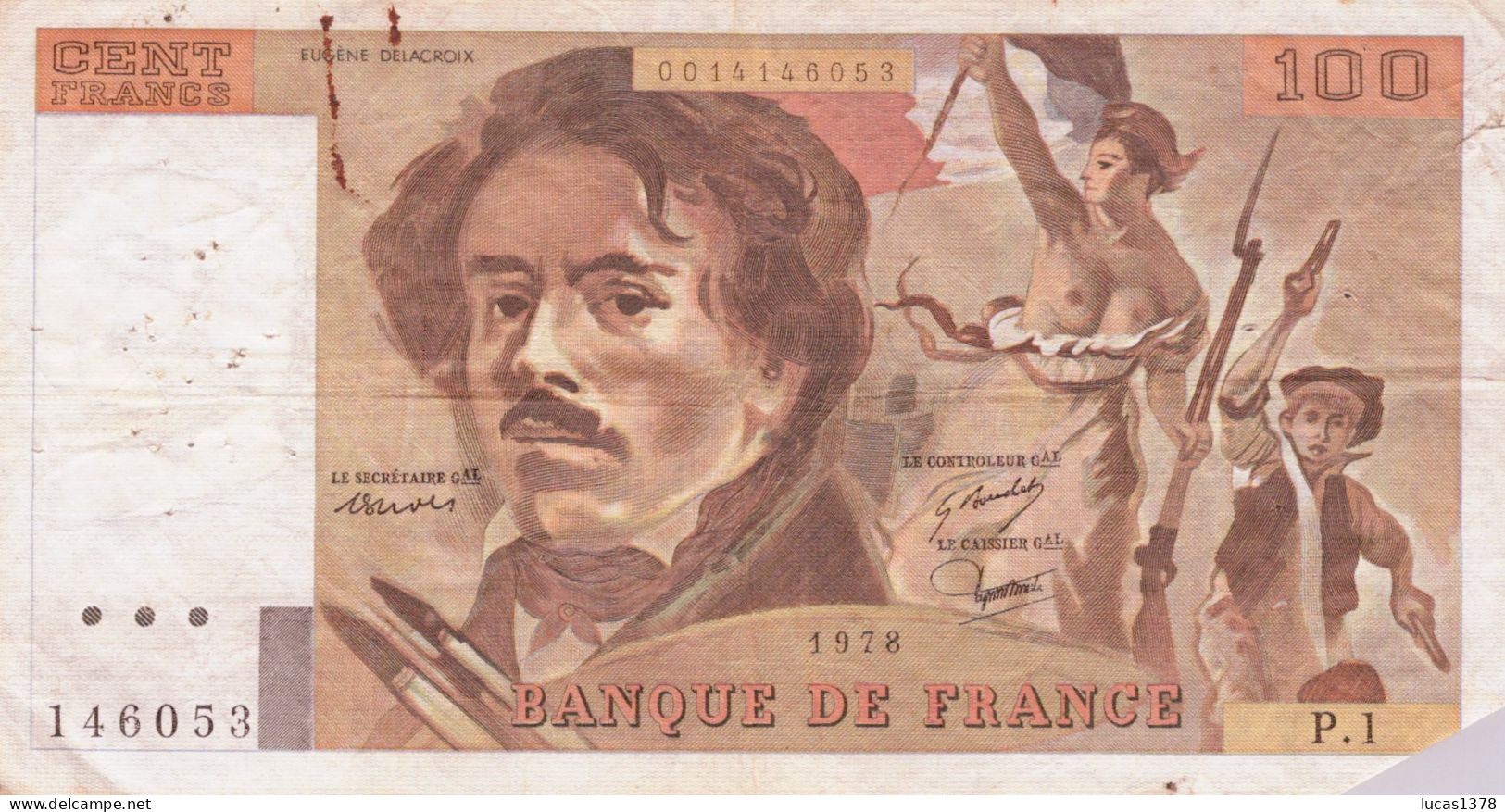 100 Francs "Delacroix" 1978---Série P1 --NON HACHURE - 100 F 1978-1995 ''Delacroix''